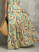 Load image into Gallery viewer, Women's Geometric Print Maxi Dress V Neck Flutter Sleeve Flowing Tiered Style