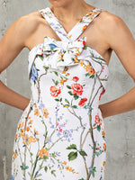 Load image into Gallery viewer, Women's White Floral Mini Dress Halter Cross Strap a Line Cocktail Style