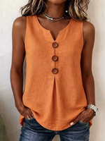 Load image into Gallery viewer, Women's Blouses V-Neck Button Sleeveless Pleated Front
