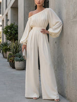 Load image into Gallery viewer, Women's White Off Shoulder Maxi Dress Bishop Sleeve Flowing Style