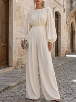 Load image into Gallery viewer, Women's White Off Shoulder Maxi Dress Bishop Sleeve Flowing Style