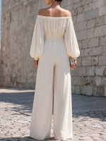 Load image into Gallery viewer, Women's White Off Shoulder Maxi Dress Bishop Sleeve Flowing Style