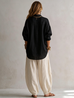 Load image into Gallery viewer, Women's Two Piece Set Button Up Shirt Wide Leg Harem Pants Relaxed Casual Style