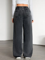 Load image into Gallery viewer, Relaxed Grey Wide Leg Jeans for Women with High Waist Flowing Loose Fit Denim Style
