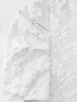 Load image into Gallery viewer, Women's White Mini Dress Puff Sleeve Textured Lace Shift