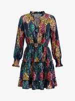 Load image into Gallery viewer, Women's Mini Dress V Neck Long Sleeve Tiered Flowy Style