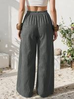 Load image into Gallery viewer, Effortless Linen Wide Leg Pants for Women with High Waist Pocket Flowing Relaxed Casual Style