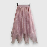 Load image into Gallery viewer, Women's Midi Skirt Elastic High Waist Sparkle Tulle Asymmetric Handkerchief Hem Casual Style