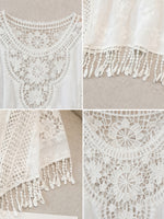 Load image into Gallery viewer, Women's Cream Poncho Shirt Crochet Lace Fringe Hem Draped Style