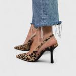 Load image into Gallery viewer, Women's Leopard Print Wedding Shoes Slingback Strap Pointed Toe Heel
