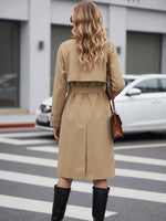 Load image into Gallery viewer, Women's Khaki Trench Coat Lapel Collar Belted Waist Double Breasted Style