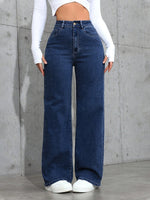 Load image into Gallery viewer, Women's Blue Wide Leg Jeans High Waist Flowing Loose Fit Denim Style