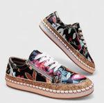 Load image into Gallery viewer, Women's Floral Sneakers Lace Up Platform Casual Style