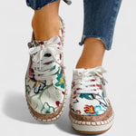 Load image into Gallery viewer, Women's Floral Platform Sneakers Cork Espadrille Sole