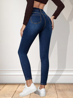 Load image into Gallery viewer, Women's Blue Relaxed Skinny Jeans High Waist Slim Fit Ankle Length