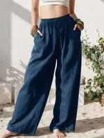 Load image into Gallery viewer, Effortless Linen Wide Leg Pants for Women with High Waist Pocket Flowing Relaxed Casual Style