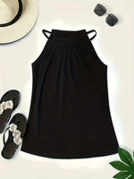 Load image into Gallery viewer, Women's Blouses Halter Neck Ruched Collar Sleeveless Backless Casual Summer Top Style