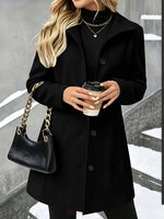 Load image into Gallery viewer, Women's Wool Coat Notch Collar Single Breasted Longline Style