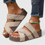 Load image into Gallery viewer, Women's Orthopedic Sandals Woven Crossover Strap Wedge Platform Slip On Open Toe Style