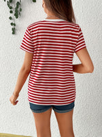 Load image into Gallery viewer, Comfortable Striped Maternity Blouses for Women with Round Neck Short Sleeve Casual Base Layer Style