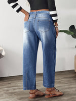 Load image into Gallery viewer, Effortless Blue Relaxed Barrel Jeans for Women with High Waist Seam Detail Faded Wash