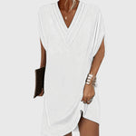 Load image into Gallery viewer, Women's V Neck Mini Dress Short Sleeve Draped Cocoon Relaxed Style