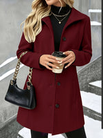 Load image into Gallery viewer, Women's Wool Coat Notch Collar Single Breasted Longline Style