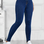 Load image into Gallery viewer, Women's Dark Blue Relaxed Skinny Jeans High Waist Slim Fit Stretch Denim