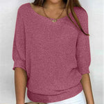 Load image into Gallery viewer, Women's Knit Sweater Round Neck Short Sleeve Relaxed Casual Style
