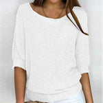 Load image into Gallery viewer, Women's Knit Sweater Round Neck Short Sleeve Relaxed Casual Style