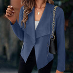 Load image into Gallery viewer, Effortless Draped Open Front Jacket for Women with Waterfall Lapel Long Sleeve Cropped Style