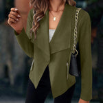 Load image into Gallery viewer, Effortless Draped Open Front Jacket for Women with Waterfall Lapel Long Sleeve Cropped Style