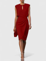 Load image into Gallery viewer, Women's Midi Dress Keyhole Neckline Ruched Waist Cocktail Style