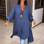 Load image into Gallery viewer, Women's Tunic Blouses V Neck Button Down Long Sleeve Relaxed Longline Style