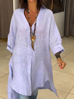 Load image into Gallery viewer, Women's Tunic Blouses V Neck Button Down Long Sleeve Relaxed Longline Style