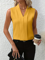 Load image into Gallery viewer, Women's Sleeveless Pleated V-Neck Blouse