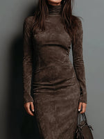 Load image into Gallery viewer, Women's Suede Bandage Dress Semi Formal Midi Style