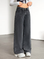 Load image into Gallery viewer, Relaxed Grey Wide Leg Jeans for Women with High Waist Flowing Loose Fit Denim Style