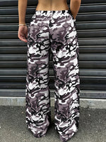 Load image into Gallery viewer, Women's Camo Cargo Pants Wide Leg Drawstring Waist Baggy Fit