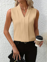 Load image into Gallery viewer, Women's Sleeveless Pleated V-Neck Blouse