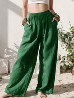 Load image into Gallery viewer, Effortless Linen Wide Leg Pants for Women with High Waist Pocket Flowing Relaxed Casual Style