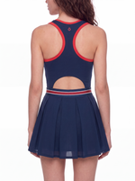 Load image into Gallery viewer, Serena Block A-Line Sleeveless Dress - In Navy Blue