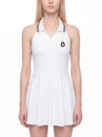 Load image into Gallery viewer, Lucia Collared Halter A-Line Tennis One Piece Dress - In White