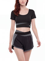 Load image into Gallery viewer, Amara Panelled Crop Yoga T-Shirt