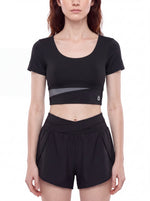 Load image into Gallery viewer, Amara Panelled Crop Yoga T-Shirt