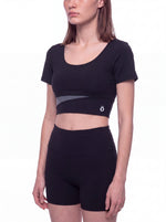 Load image into Gallery viewer, Amara Panelled Crop Yoga T-Shirt