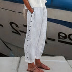 Load image into Gallery viewer, Women's Striped Wide Leg Pants High Waist Drawstring Flowing Casual Style