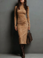 Load image into Gallery viewer, Women's Suede Bandage Dress Semi Formal Midi Style