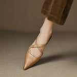 Load image into Gallery viewer, Women's Red Flats Cross Strap Pointed Toe Slingback Style