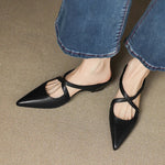 Load image into Gallery viewer, Women's Red Flats Cross Strap Pointed Toe Slingback Style